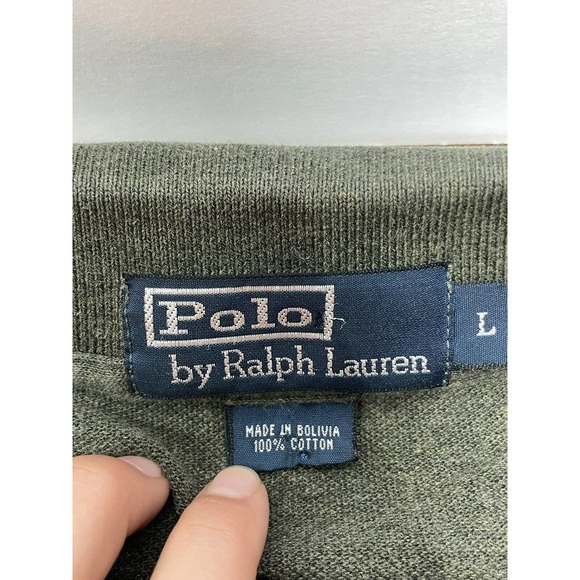 Polo Ralph Lauren Shirt Light Sweater Mens‎ Large Green Long- Sleeve Cotton Pony - Picture 2 of 4
